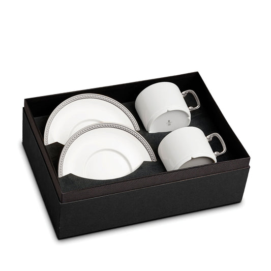 Soie Tressée Tea Cup & Saucer Set - Platinum