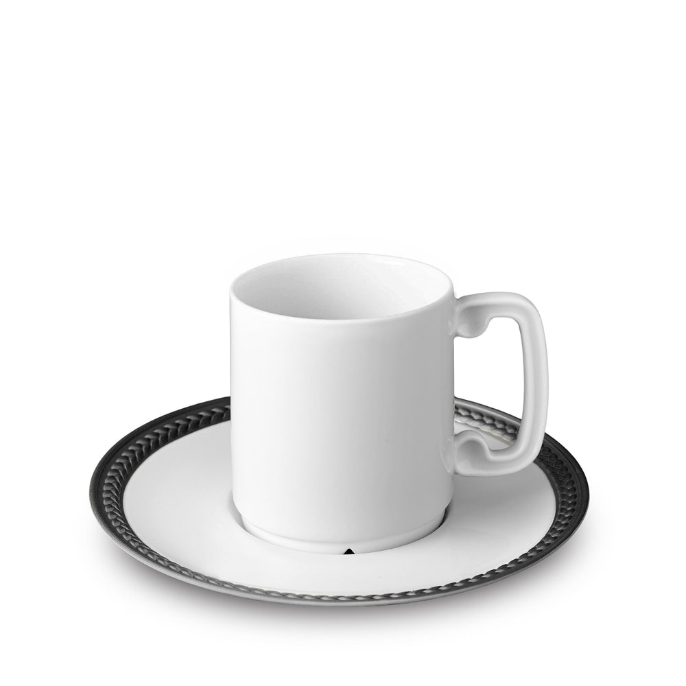 Soie Tressée Espresso Cup & Saucer Set - Black