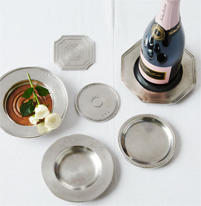 Match Pewter Convivio Bottle Coaster with Wood Insert
