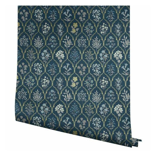 Rifle Paper Co Hawthorne Wallpaper - Navy & Gold