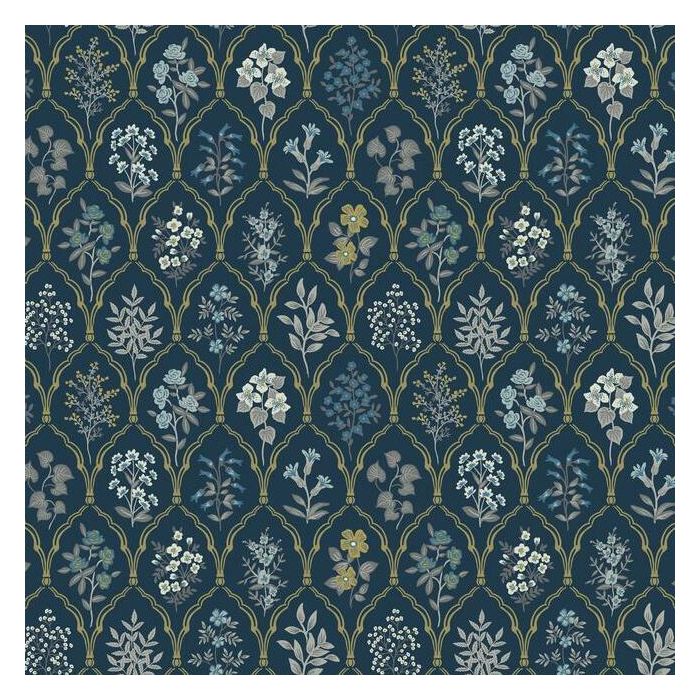 Rifle Paper Co Hawthorne Wallpaper - Navy & Gold