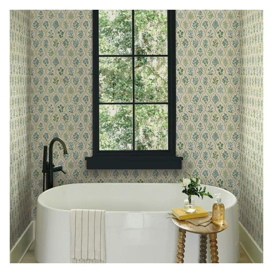 Rifle Paper Co Hawthorne Wallpaper - Blue & Green