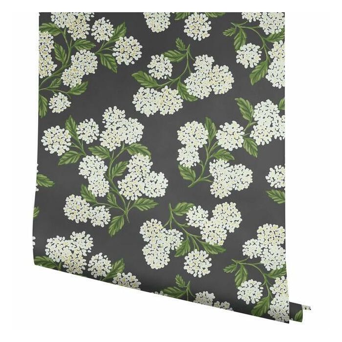 Rifle Paper Co Hydrangea Wallpaper - Black & White