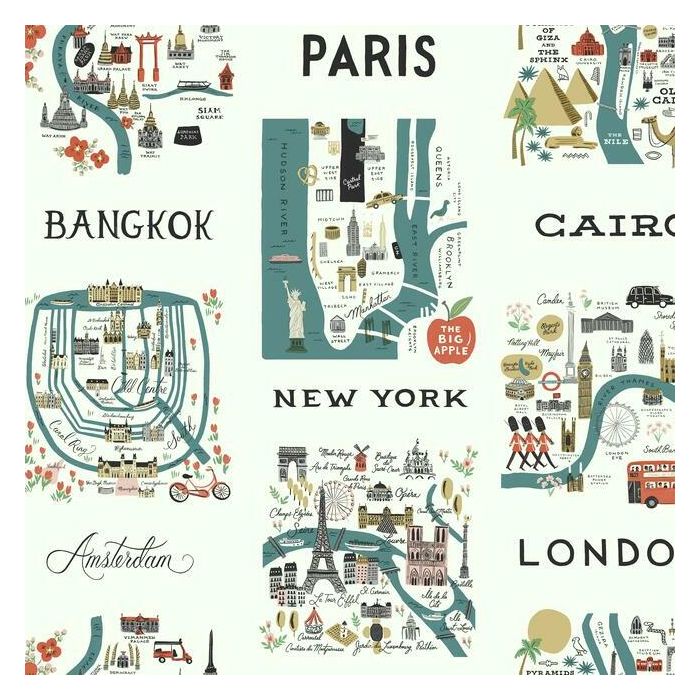 Rifle Paper Co City Maps Peel & Stick Wallpaper - Blue & Red