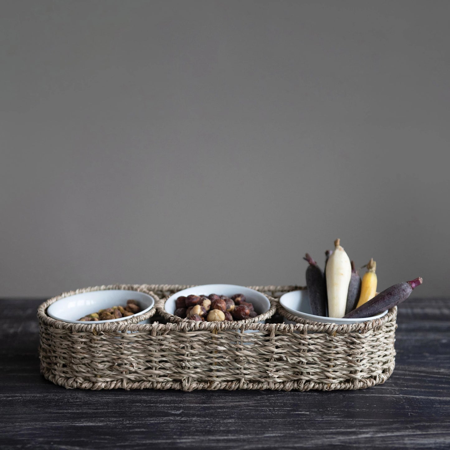 Woven Basket W/ Bowls