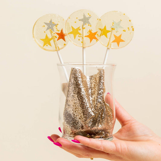 Metallic Stars Lollipop - Champagne