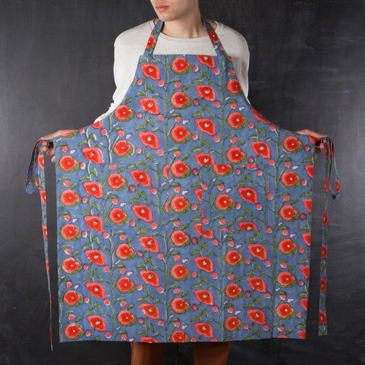 Heirloom Apron - Block Print Poppy