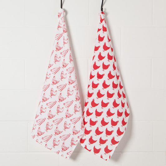 Color Center Floursack Set - Red Chickens