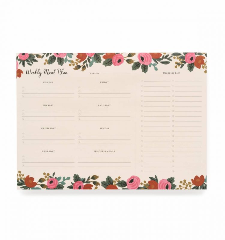 Rifle Paper Co Weekly Meal Planner - Rosa