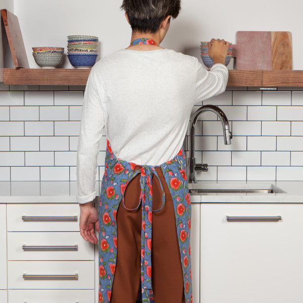 Heirloom Apron - Block Print Poppy