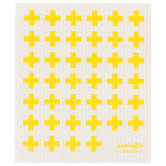 Swedish Dishcloth - Yellow Plus Sign