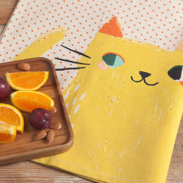 Meow Meow Polka Tea Towel