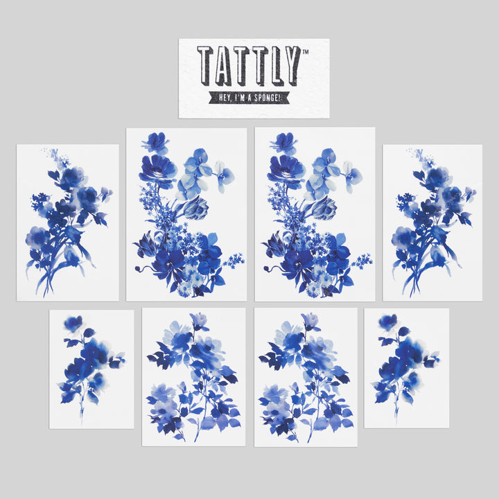 Temporary Tattoo Set - Blue Florals