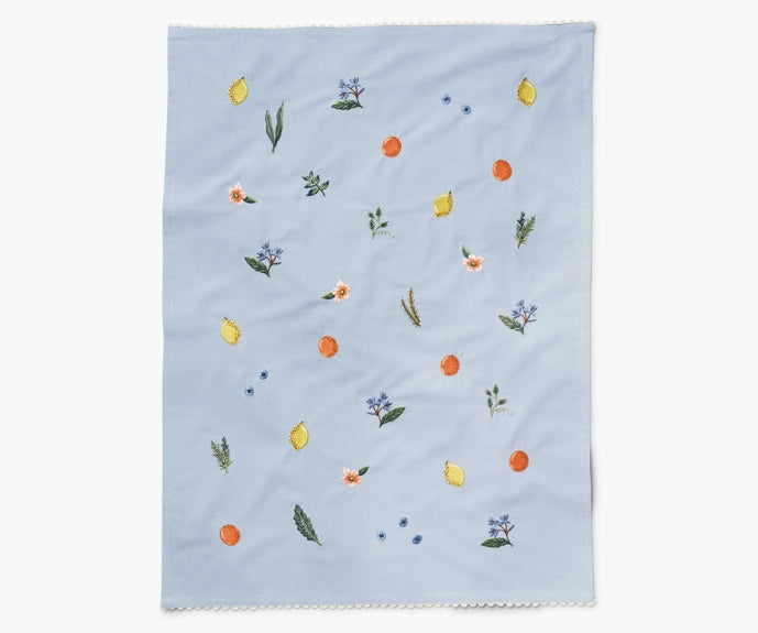 Rifle Paper Co Embroidered Tea Towel - Fruit Stand