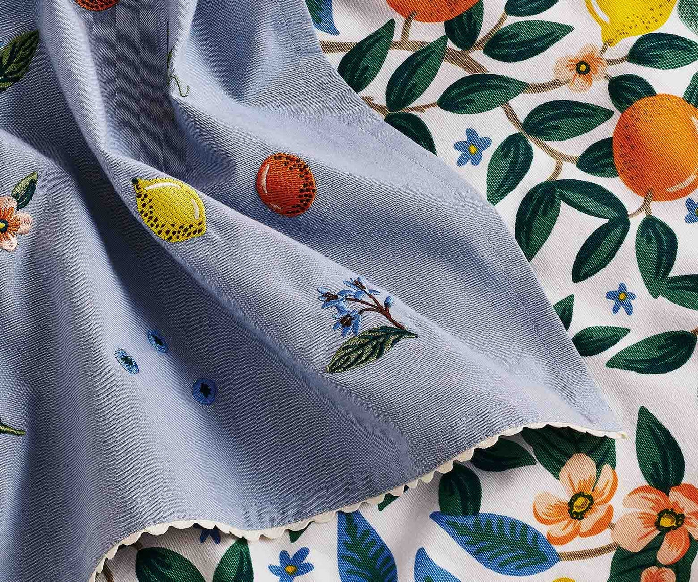 Rifle Paper Co Embroidered Tea Towel - Fruit Stand