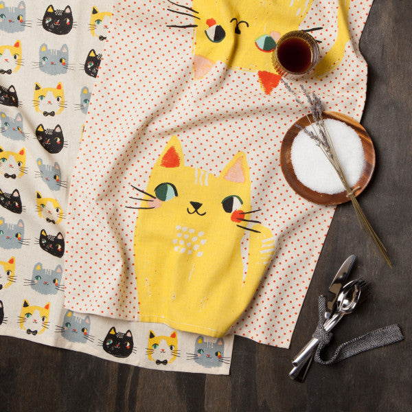 Meow Meow Polka Tea Towel