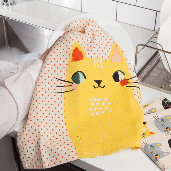 Meow Meow Polka Tea Towel